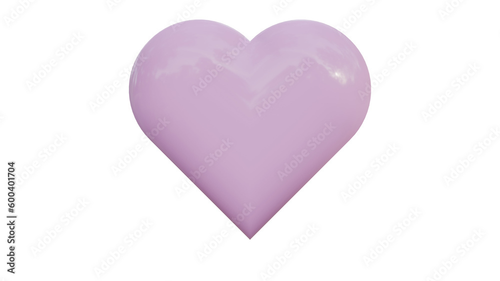 pink heart shape isolated. transparent png file as 3d modeling object.