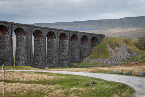 Ribble viaduct train crossing  Yorkshire  UK