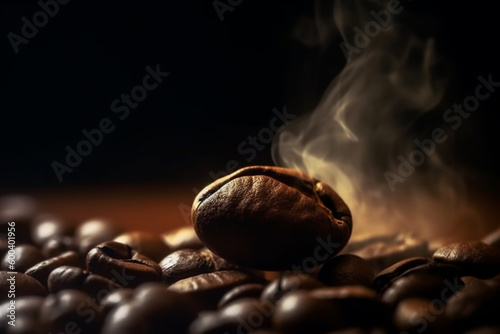 Roasted to Perfection: A Macro Shot of Smoking Coffee Beans. Ai generated
