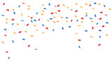 Confetti. Festive confetti in blue, yellow and red on a white background.