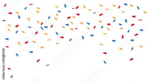 Confetti. Festive confetti in blue, yellow and red on a white background.