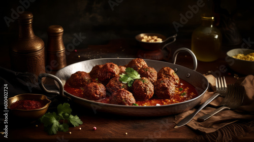 Kofte - Middle Eastern meatballs made with lamb or beef and spices. Generative AI Art Illustration photo