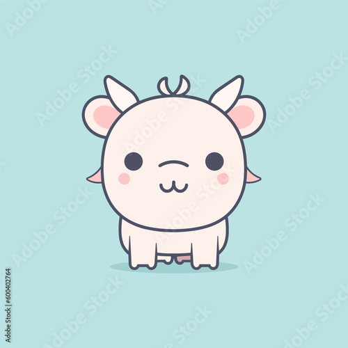 Domestic Buffalo cute kawaii pig cartoon illustration