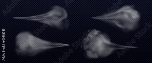 Dust water spray vector. Air mist smoke effect isolated on transparent background. 3d splash of powder particle and abstract cosmetic drop set. Airy cloud perfume fragrance steam. Gun shoot explosion