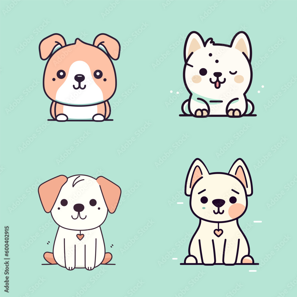Cute Dog collection set cartoon puppy animals pets illustration