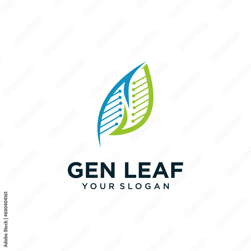 Genetic logo design with leaf inspiration Genetic logo design with leaf inspiration