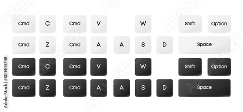 Computer key combinations. Set of key combinations. Command set icons. Computer keyboard button set. Vector Illustration.