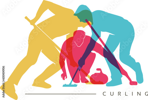 Premium Illustration of curling sport players playing together best for your digital graphic and print