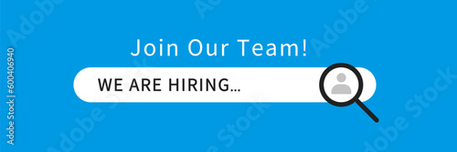 We are hiring vacancy banner. Hire recruiting banner vector illustration