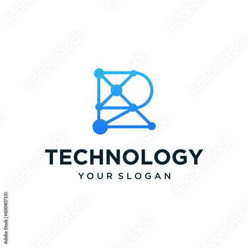 technologi logo design with letter r inspiration