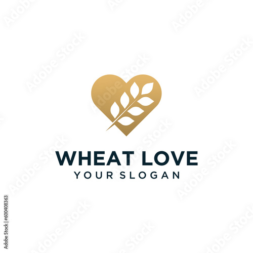 Wheat logo design with love inspiration