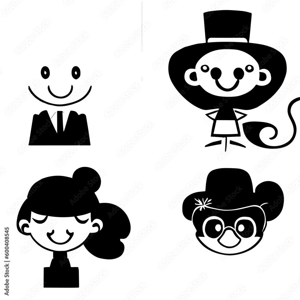 cartoon characters vector design black and white cartoon characters vector design black and white
