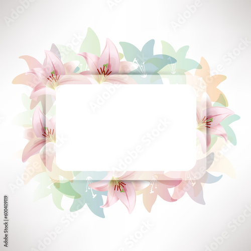 flower frame of pink lilies