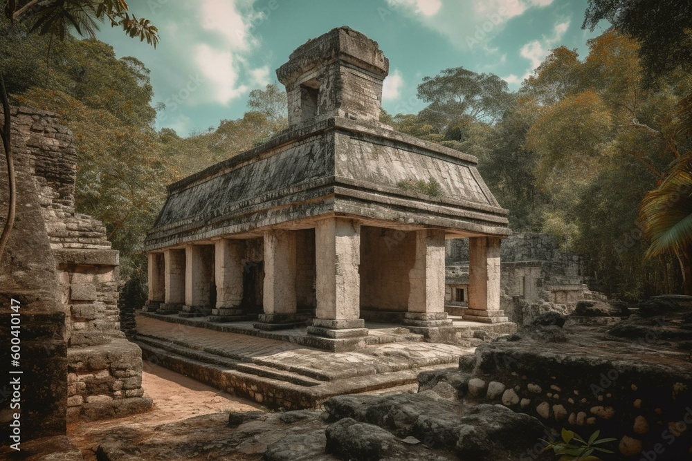 An ancient temple of the Maya civilization. Generative AI