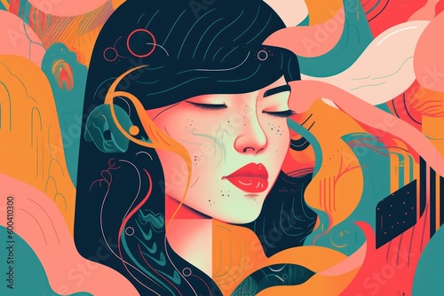 Abstract, bold and beautiful art of woman. Illustration picture. Generative AI