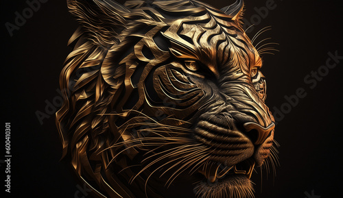 tiger head gold logo design glowing ai generated art