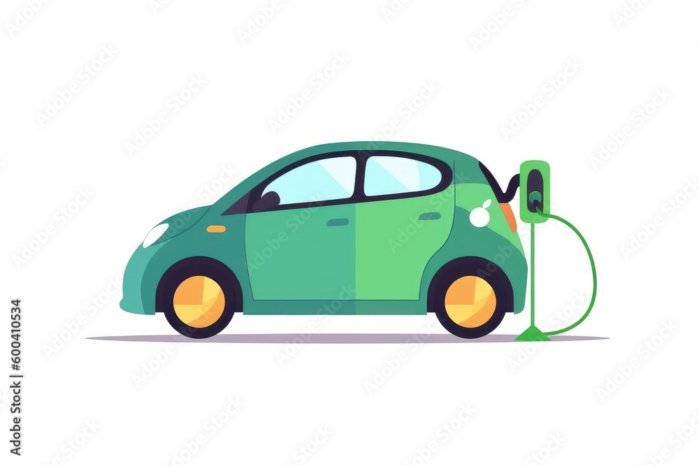 Car charging. Icon of electric automobile. Beautiful illustration picture. Generative AI