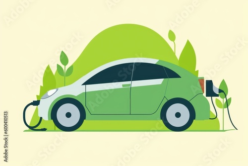 Car charging. Icon of electric automobile. Beautiful illustration picture. Generative AI