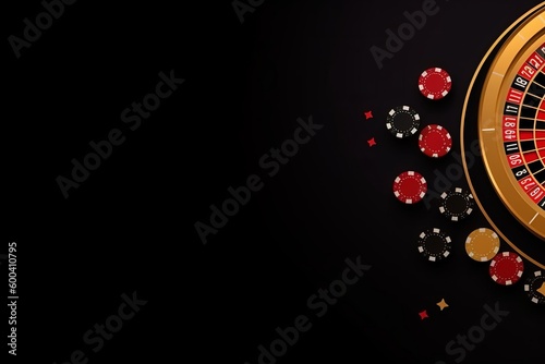 Casino conception. Objects on the black background. Beautiful illustration picture. Generative AI
