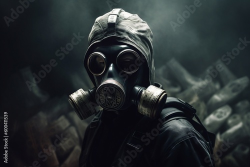 A man wearing a gas mask. genarative ai photo