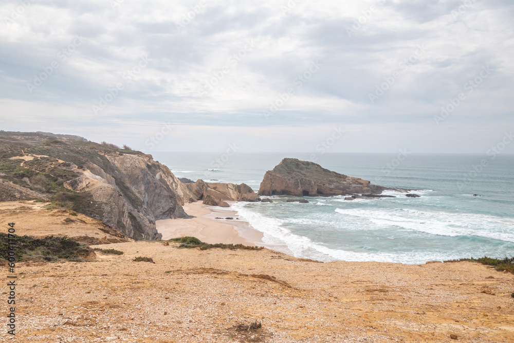 View of Alteirinhos Beach near Zambujeira do Mar, Odemira region, western Portugal. Wandering along the Fisherman Trail, Rota Vicentina