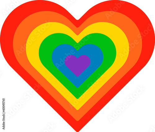Rainbow Heart. Pride Month Symbol. LGBT Flag. LGBTQ+ Sign. LGBTQIA Parade Event. Colorful Shape Isolated.
