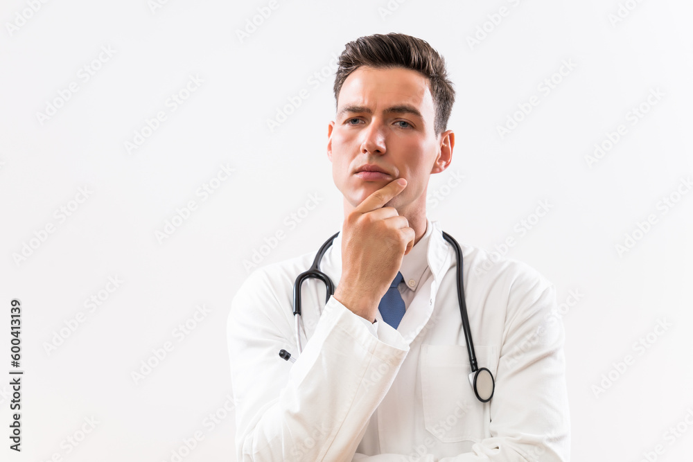 Image of worried doctor thinking . Image of worried doctor thinking .