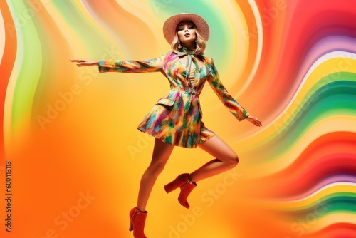 Full body vibrant surreal picture of the woman. Beautiful illustration picture. Generative AI
