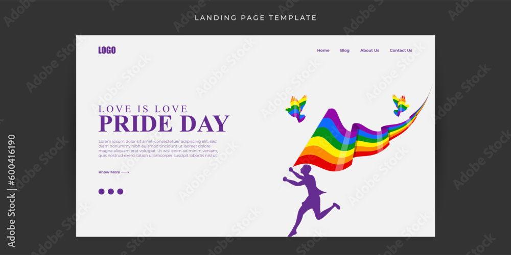 Vector illustration of Happy Pride Month Website landing page banner mockup Template