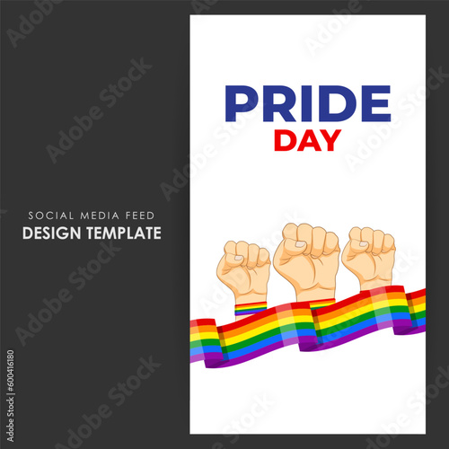 Vector illustration of Happy Pride Month social media story feed mockup template