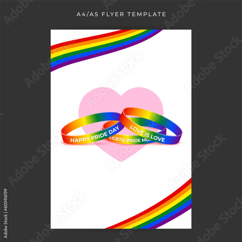 Vector illustration of Happy Pride Month social media story feed mockup a4 template