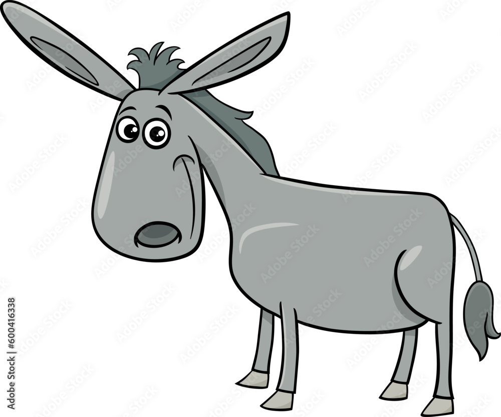 funny cartoon donkey farm animal character