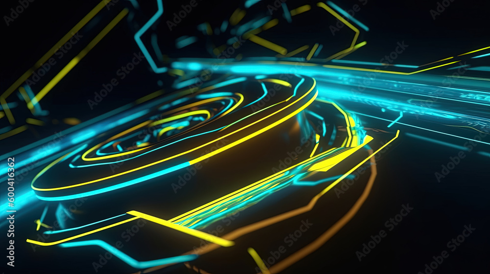 3d illustration, abstract neon background. Futuristic wallpaper. Generative AI.