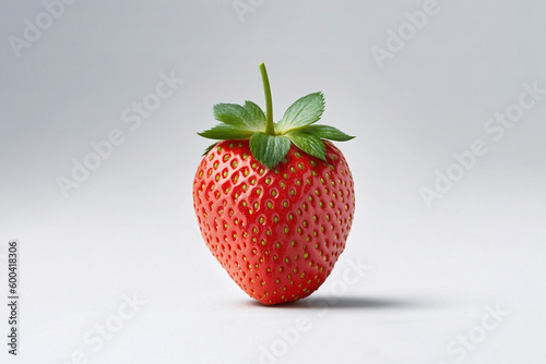 Fresh single whole strawberry isolate. Created with Generative AI Technology