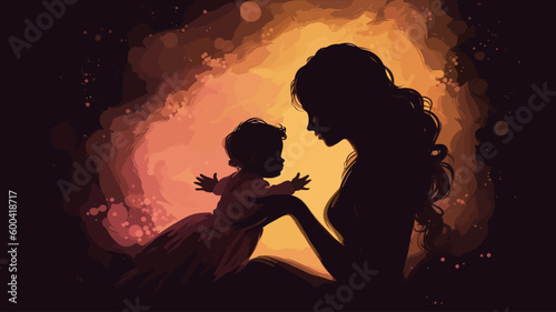 silhouette son and mother