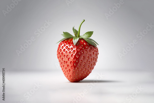 Fresh single whole strawberry isolate. Created with Generative AI Technology
