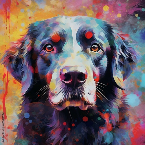 Abstract Digital Art Portrait of a Dog. Generative AI