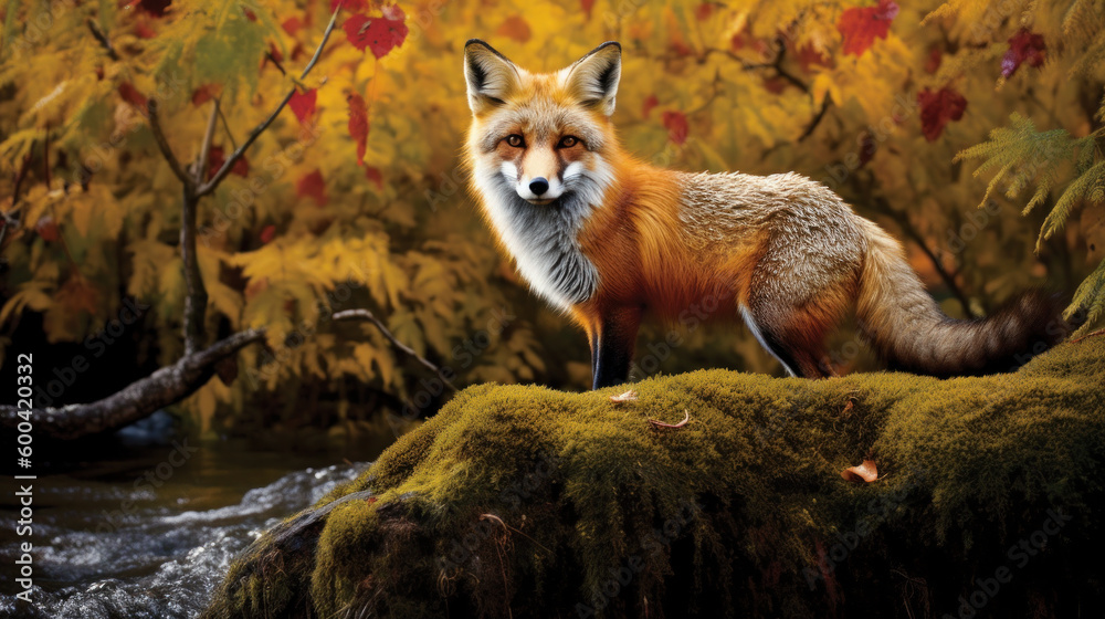 Obraz premium Wild Beauty: A Fox in Its Natural Habitat. Generative AI