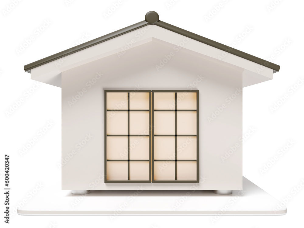 3d Japanese style house icon isolated. real estate trading, quality guarantee concept, 3d render illustration 3d Japanese style house icon isolated. real estate trading, quality guarantee concept, 3d render illustration