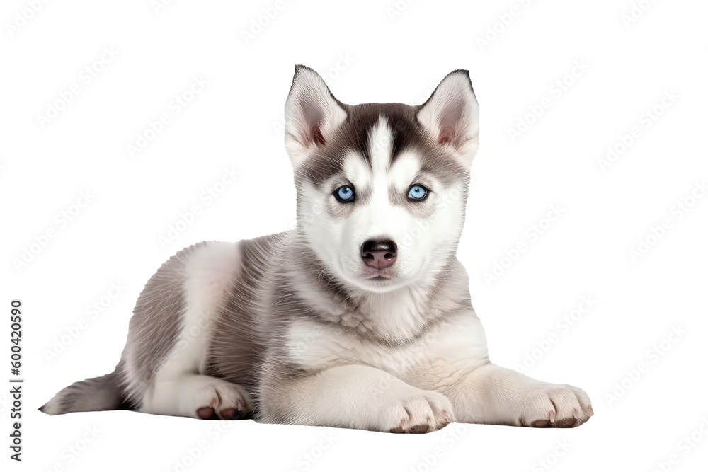 Siberian Husky Dog Puppy. On An Isolated Transparent Background, Png. Generative AI