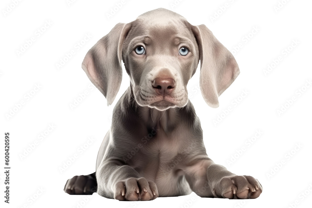 Weimaraner Dog Puppy. On An Isolated Transparent Background, Png. Generative AI