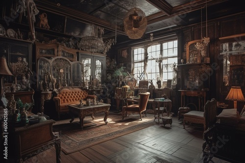 Antique indoor space. Generative AI