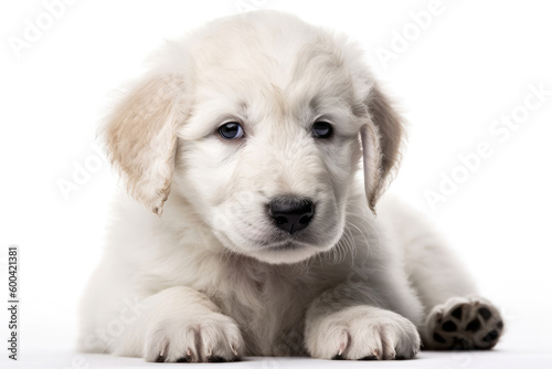 Kuvasz Dog Puppy On White Background. Generative AI