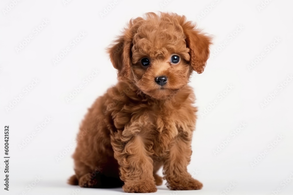 Poodle Dog Puppy On White Background, Full Body. Generative AI Poodle Dog Puppy On White Background, Full Body. Generative AI