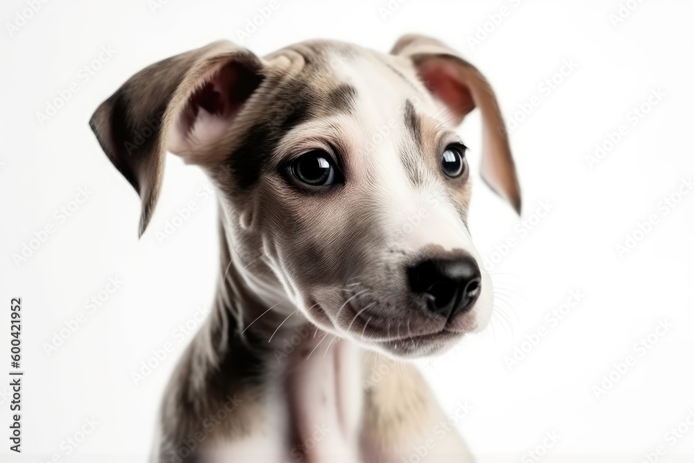 Whippet Dog Puppy On White Background. Generative AI