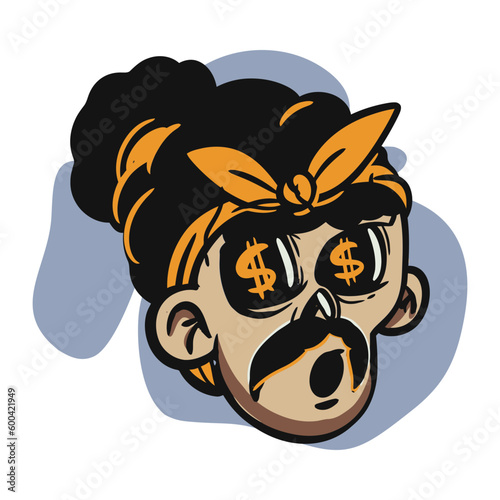 face zombie cartoon illustration for logo, emoticon, esport mascot. vector for t-shirt and sticker design.