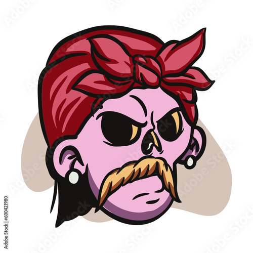 face zombie cartoon illustration for logo, emoticon, esport mascot. vector for t-shirt and sticker design.