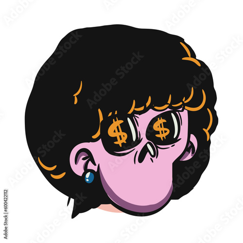 face zombie cartoon illustration for logo, emoticon, esport mascot. vector for t-shirt and sticker design.