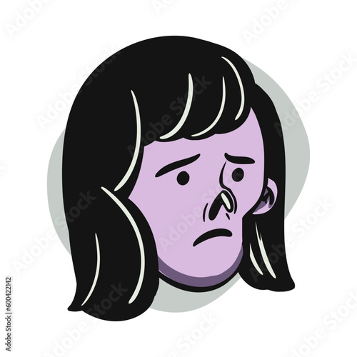 face zombie cartoon illustration for logo, emoticon, esport mascot. vector for t-shirt and sticker design.