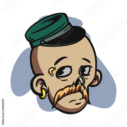 face zombie cartoon illustration for logo, emoticon, esport mascot. vector for t-shirt and sticker design.